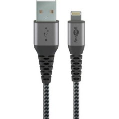 Goobay 2m Braided Lightning Cable MFi - Durable, Fast Charging & Stylish Design